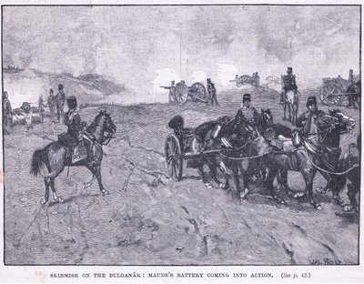 Escaramuza en el Bulganak: la batería de Maude entrando en acción de Walter Paget
